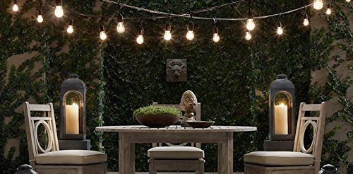 String lights draped over an outdoor table in photo from Amazon
