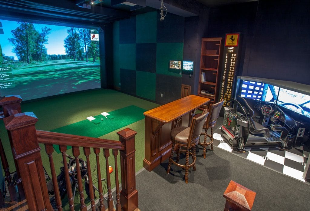 Cincinnati Custom Home Golf Simulator Rec room 