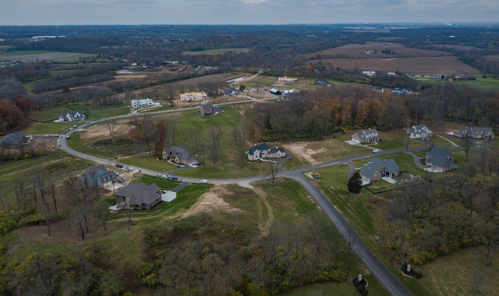 aerial view of site new home construction Cincinnati 