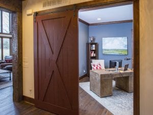 best home office setup with barn door