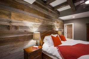 Barn wood wall on cincinnati custom home