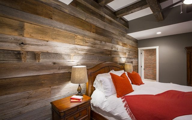 Barn wood wall on cincinnati custom home