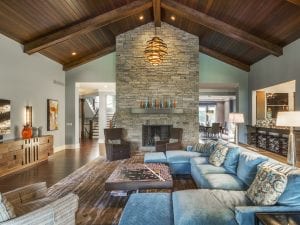 great room by Cincinnati custom home builder