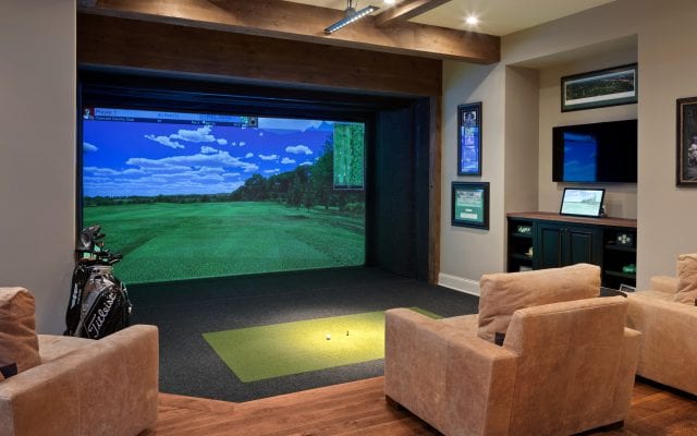 golf simulator in Cincinnati custom home