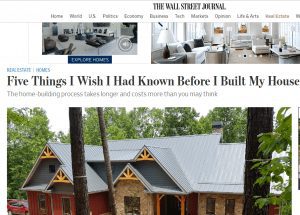 Wall Street Journal article on custom homes