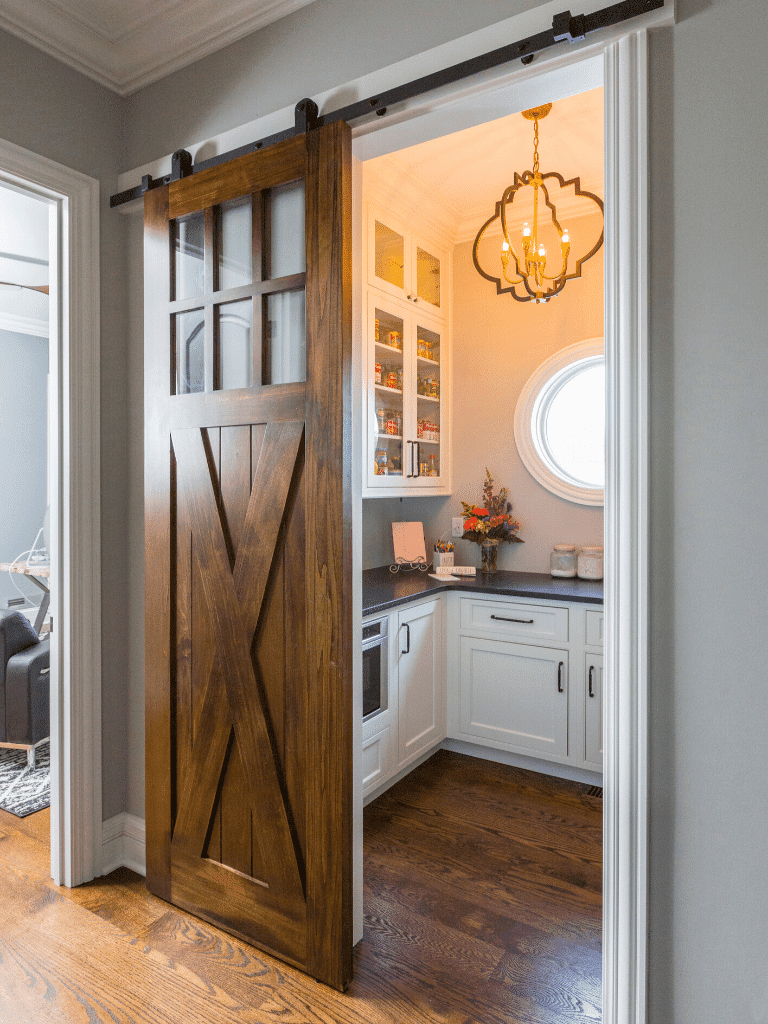 kitchen trends 2021 pantry with barn door