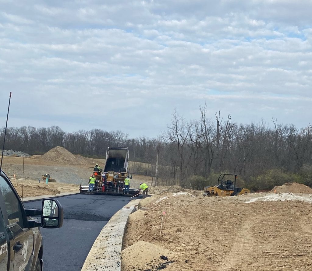 paving crews working at the Meadows at Peterloon 