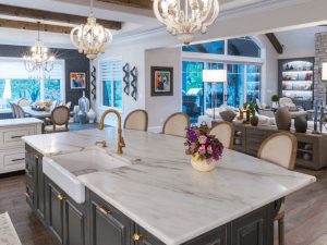 luxury kitchen island in custom Cincinnati home