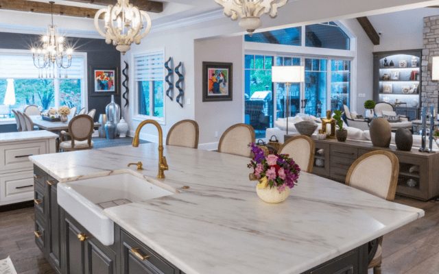 luxury kitchen island in custom Cincinnati home