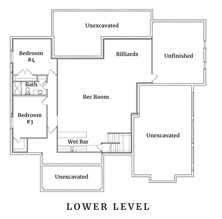 Oakbrooke lower level floor plan Hensley Homes