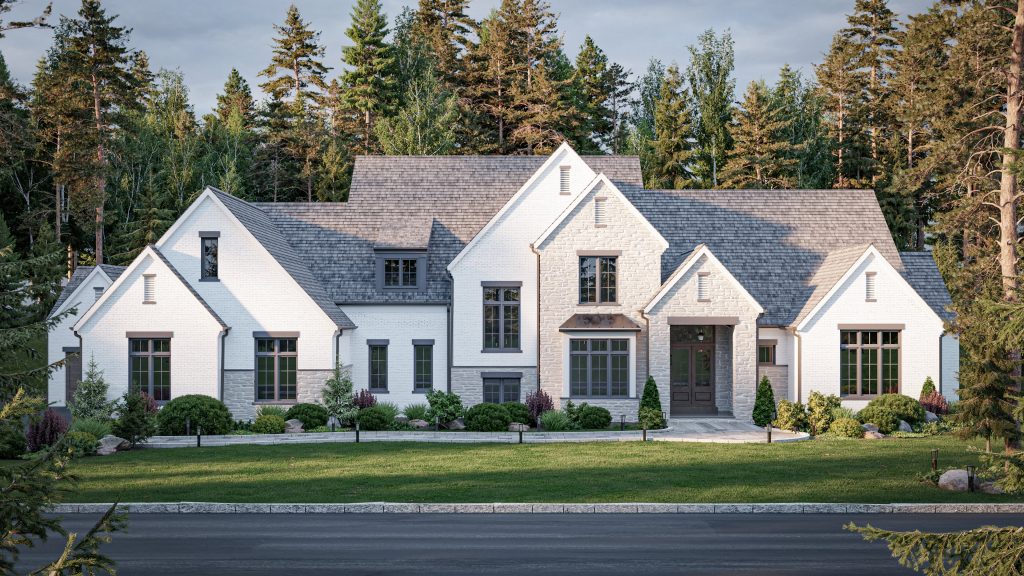 High detail image of a modern twist on a medieval-style house in