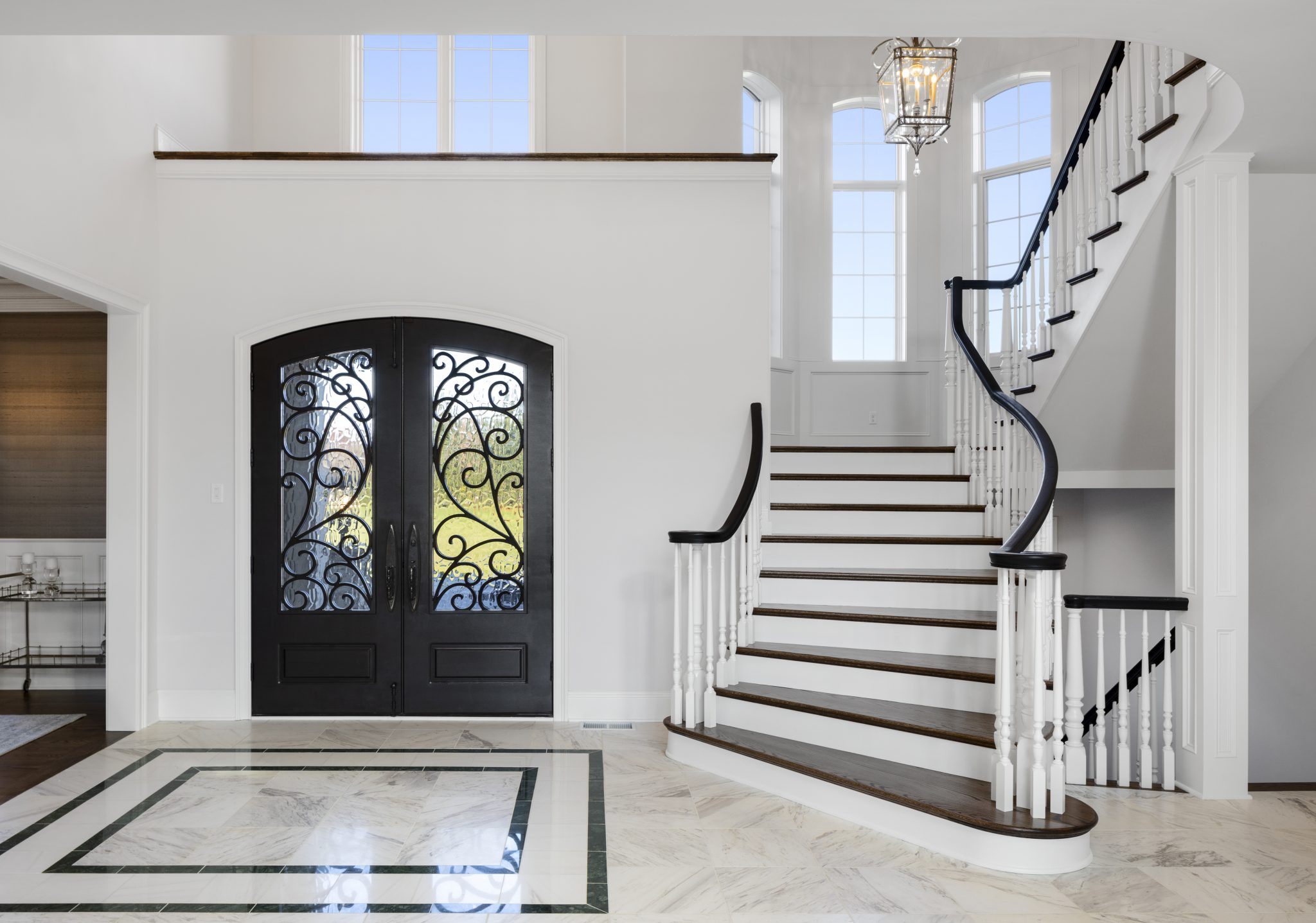 Stone flooring in a Cincinnati luxury home entryway 